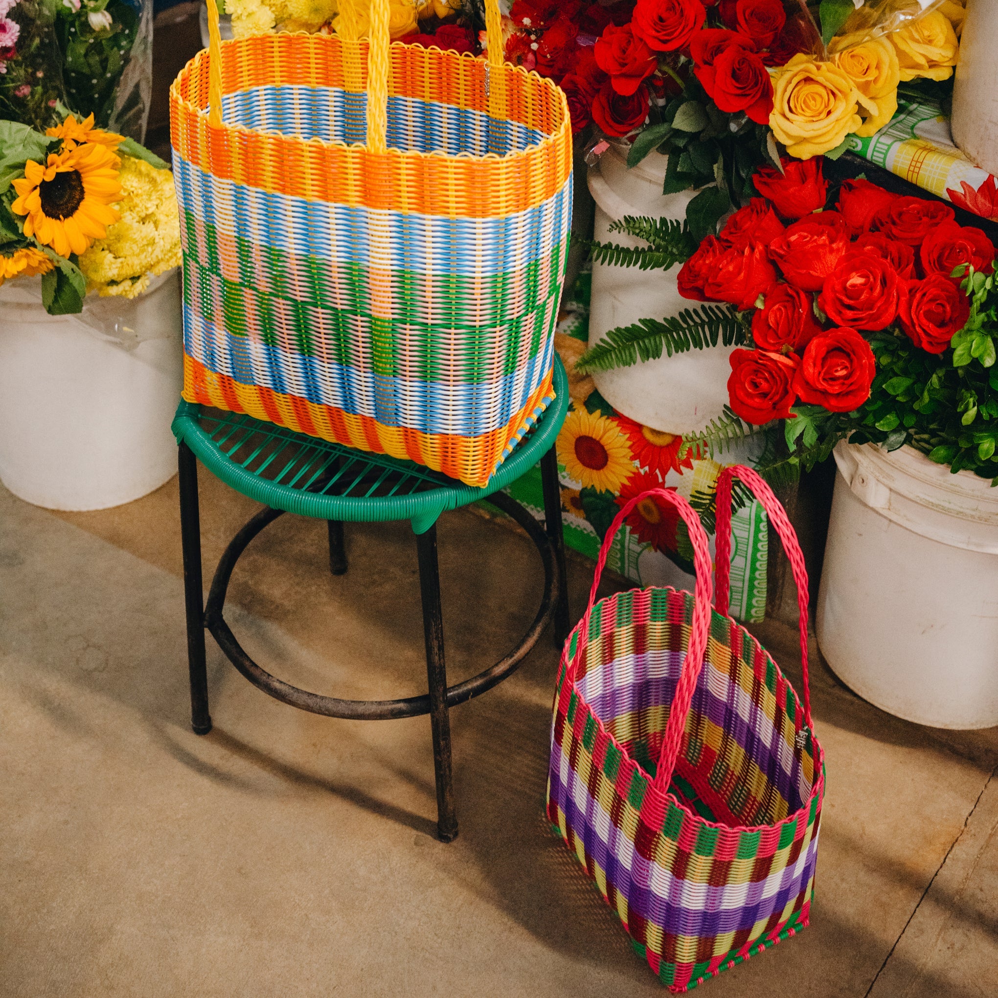Colourful Recycled Baskets