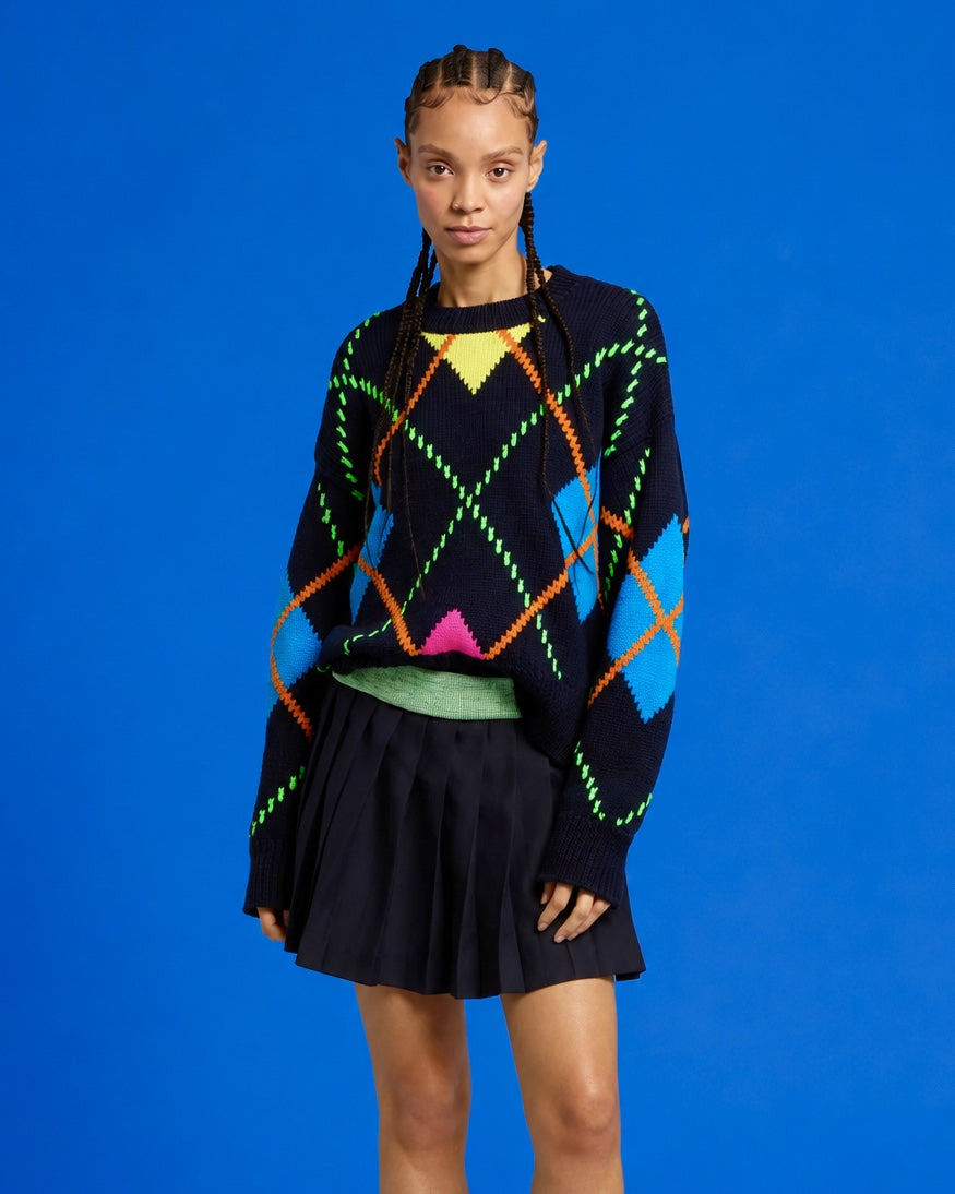 Argyle Knitted Jumper by Mira Mikati