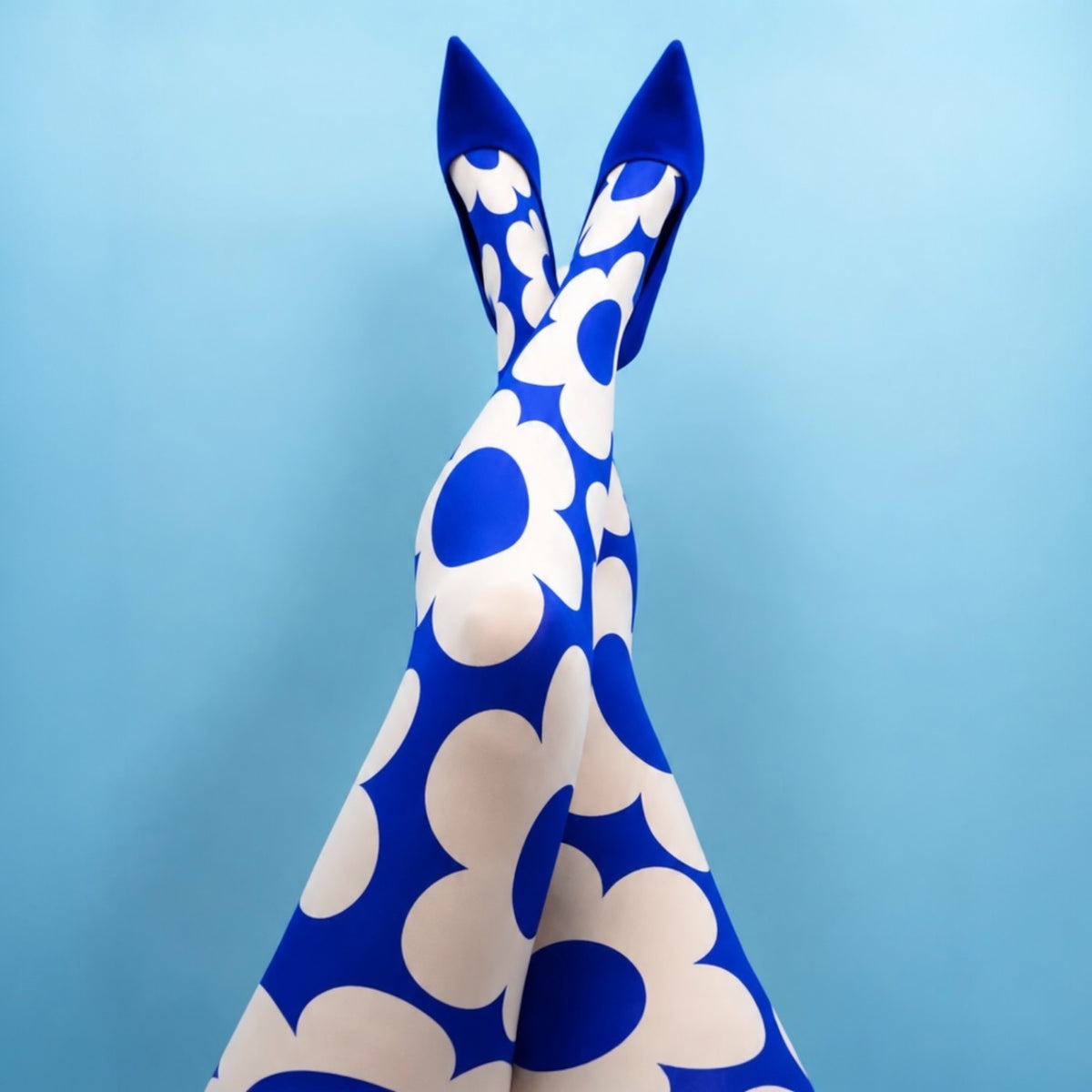 Electric Blue Flower Tights by Margot
