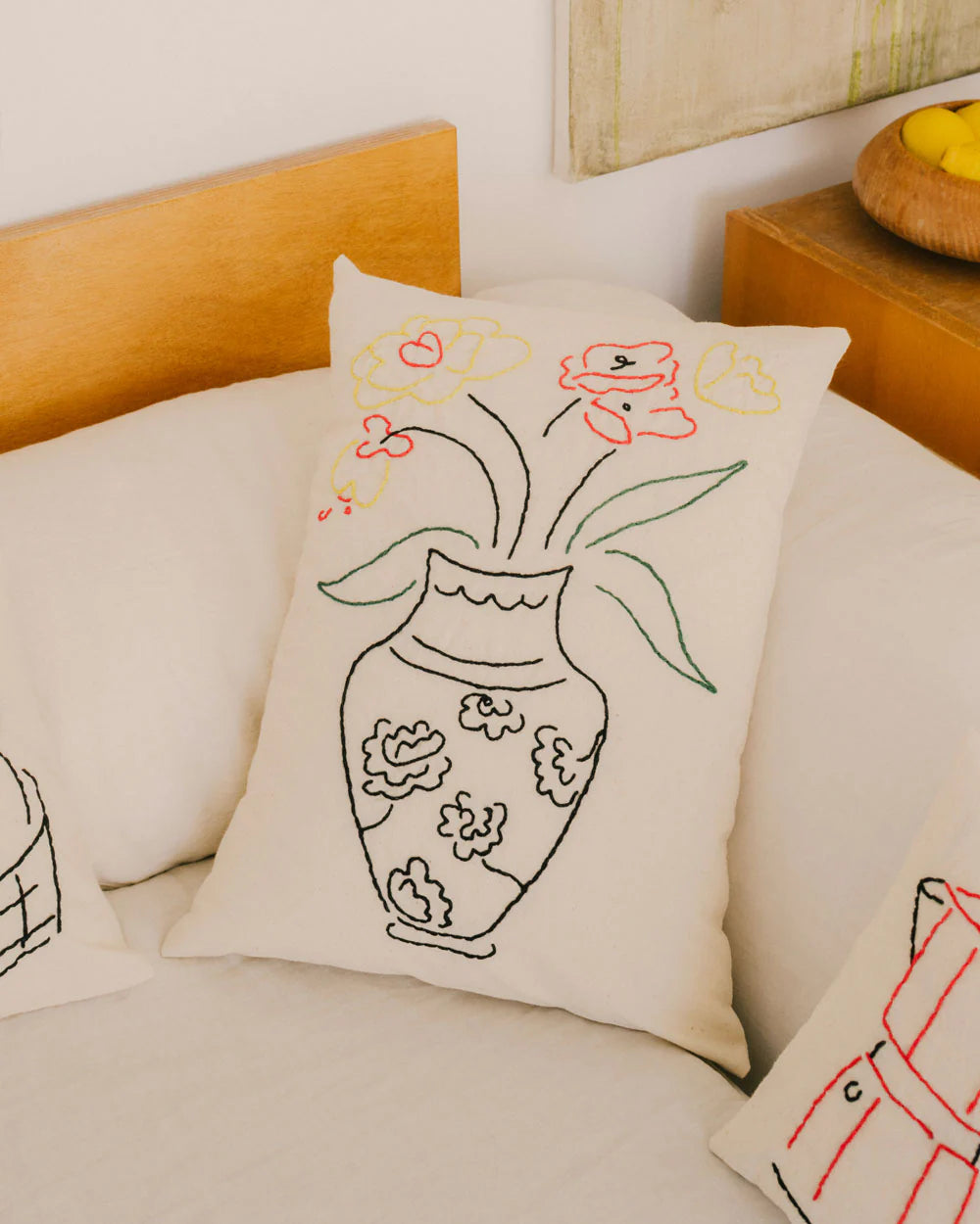 Embroidered Cushions by Œuvres Sensibles