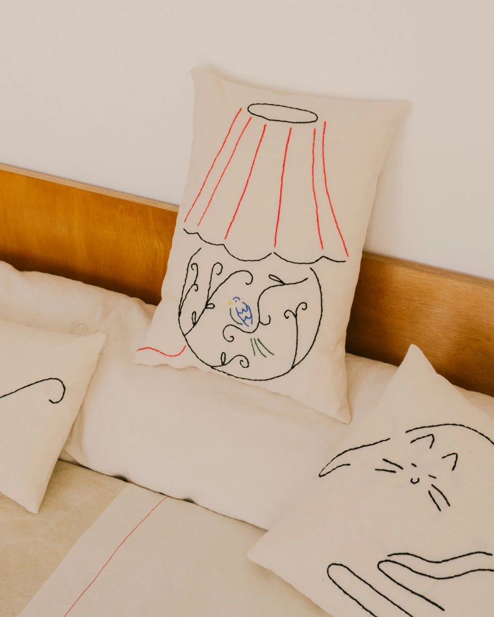 Embroidered Cushions by Œuvres Sensibles
