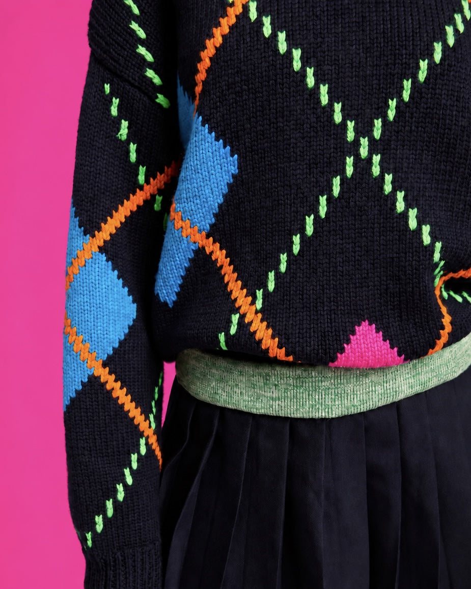 Argyle Knitted Jumper by Mira Mikati
