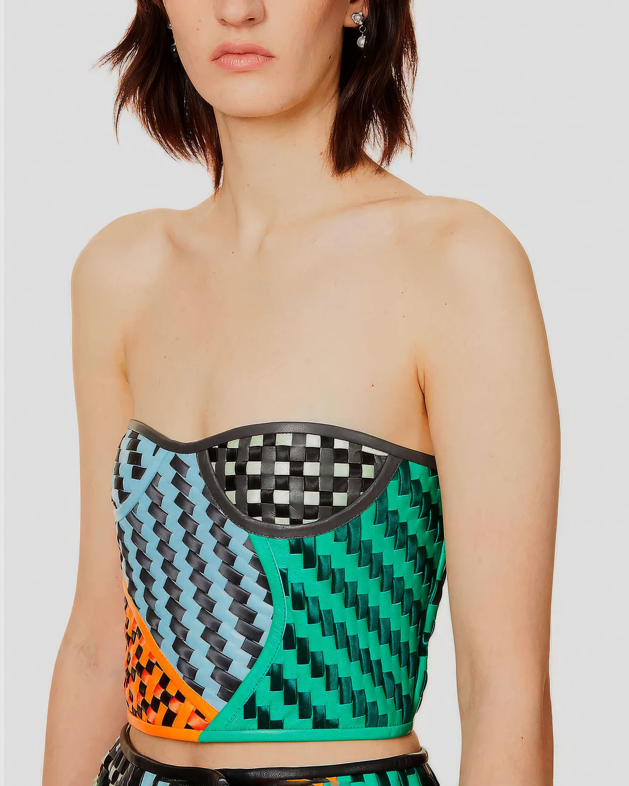 Woven Leather Skirt & Bustier by Martina Spetlova