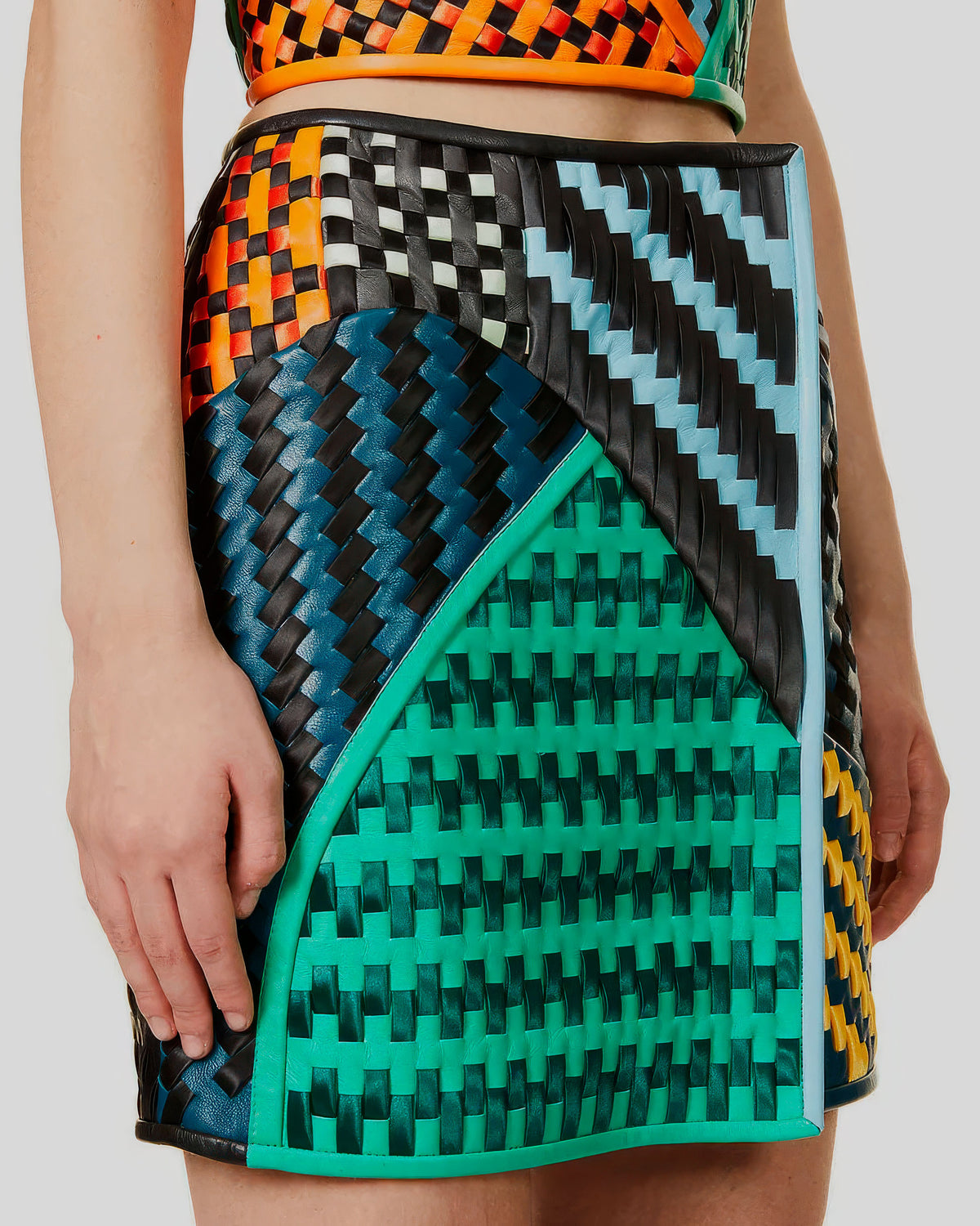 Woven Leather Skirt & Bustier by Martina Spetlova