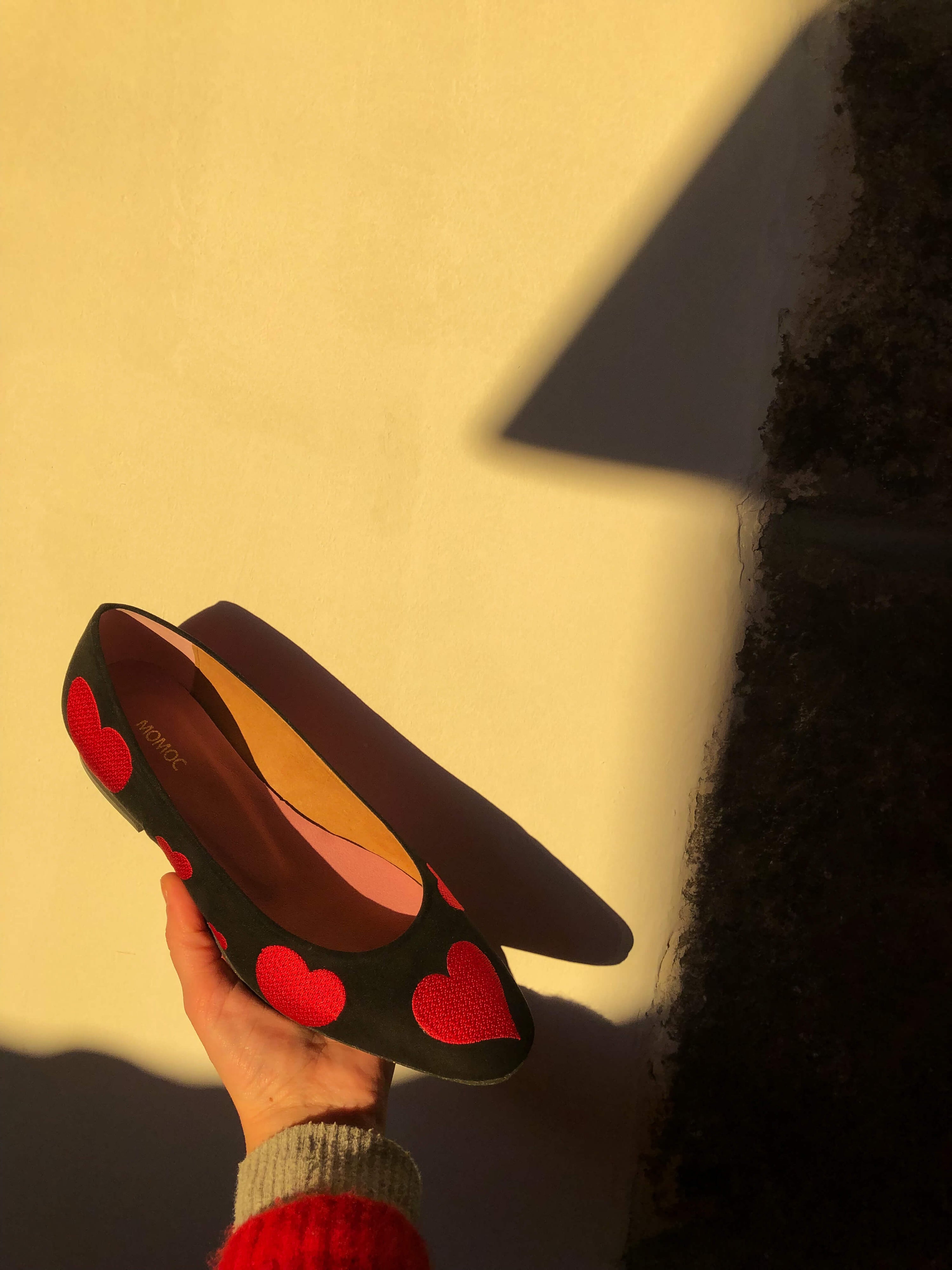 Red Vegan Heart Ballerinas