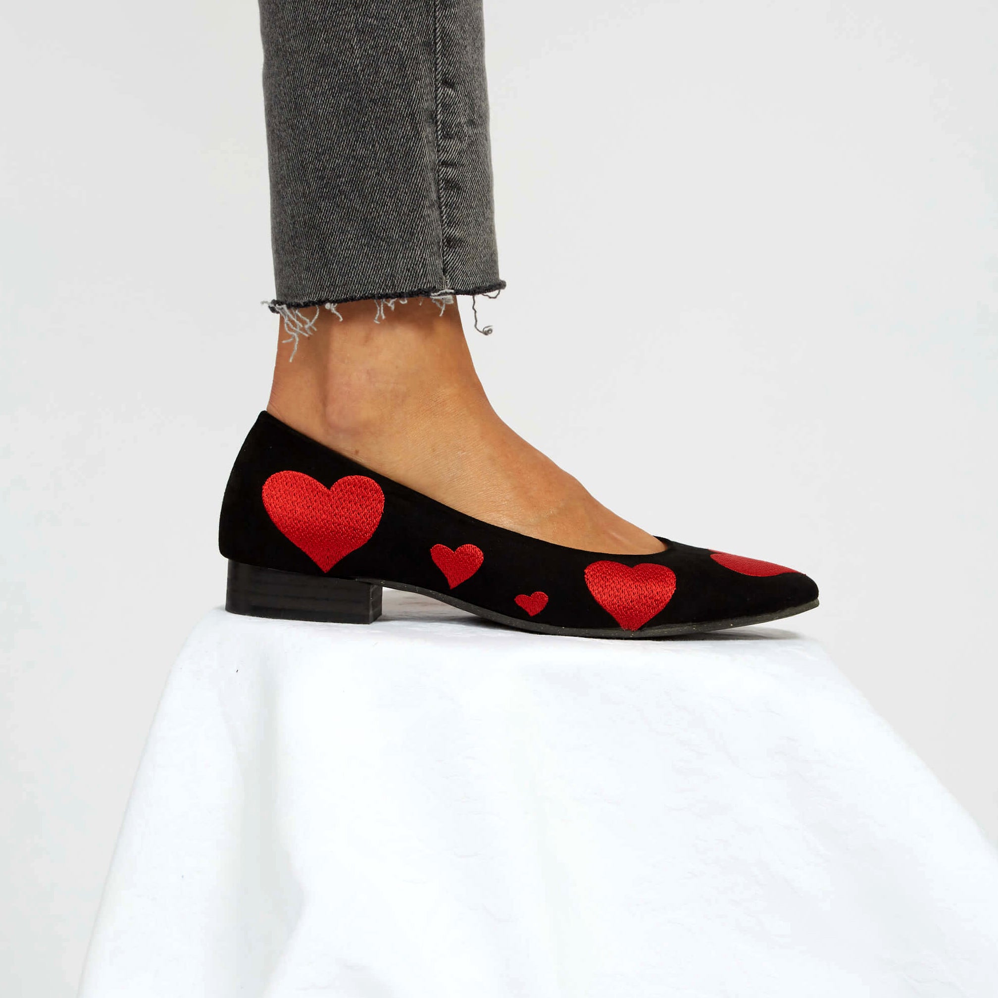 Red Vegan Heart Ballerinas