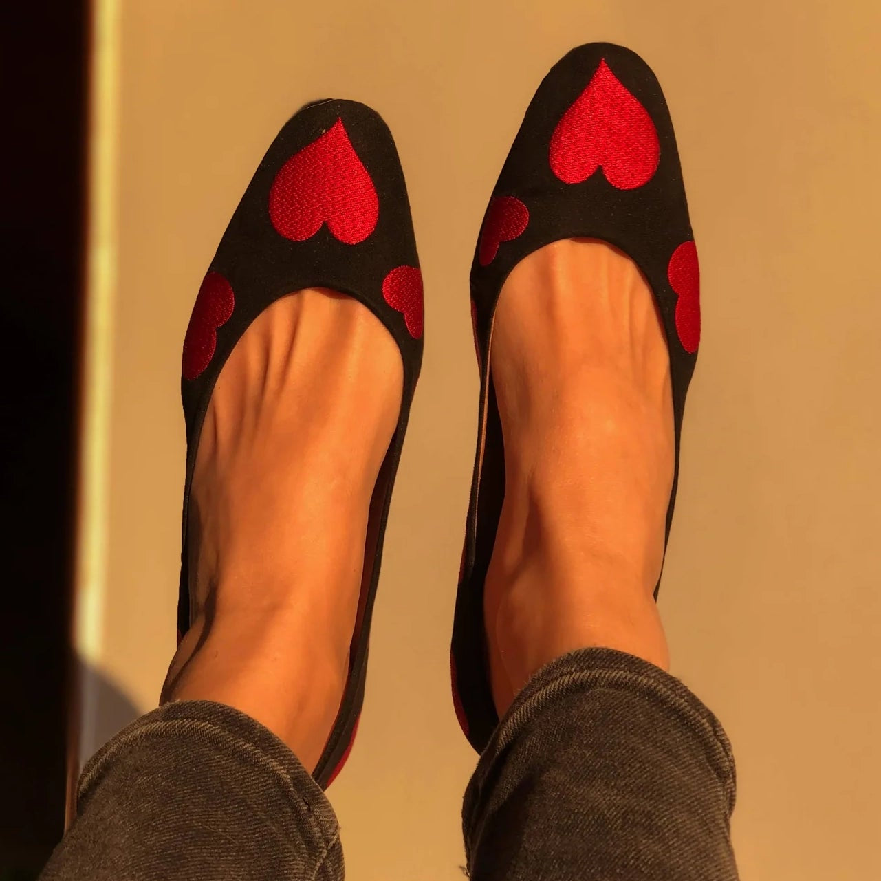 Red Vegan Heart Ballerinas