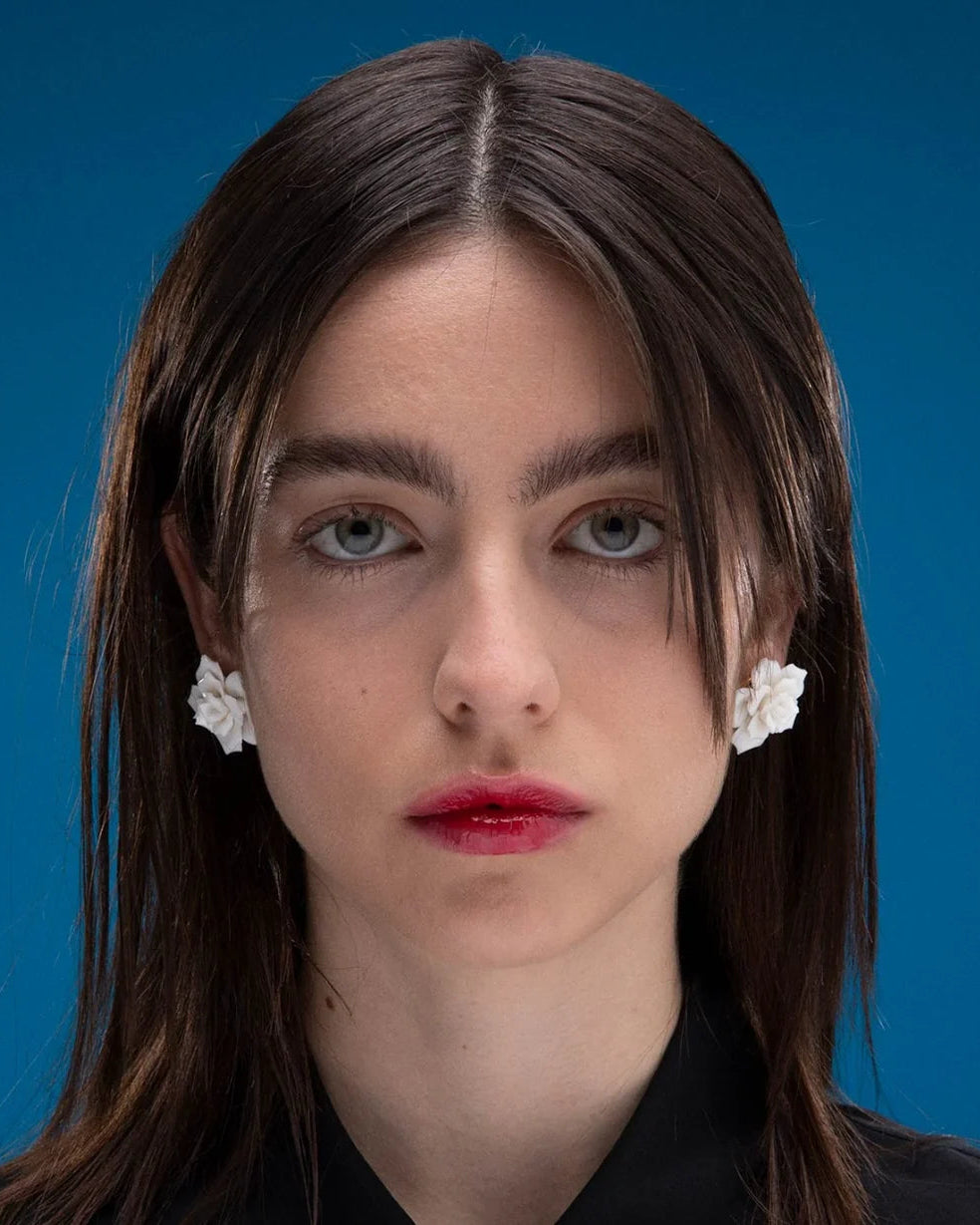 Porcelain Rose Stem Brooch & Earrings by Andres Gallardo - Matter Matters