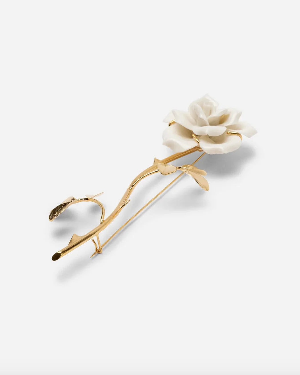 Porcelain Rose Stem Brooch & Earrings by Andres Gallardo - Matter Matters