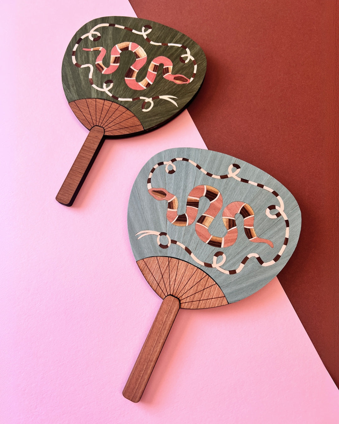 Marquetry palette fan by Lou Taylor