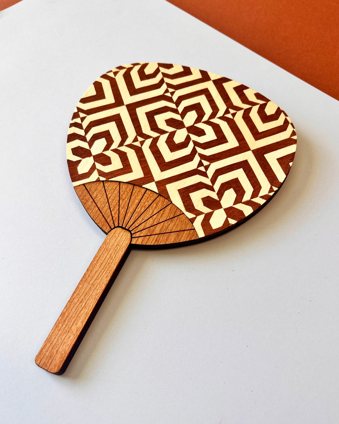 Marquetry palette fan by Lou Taylor