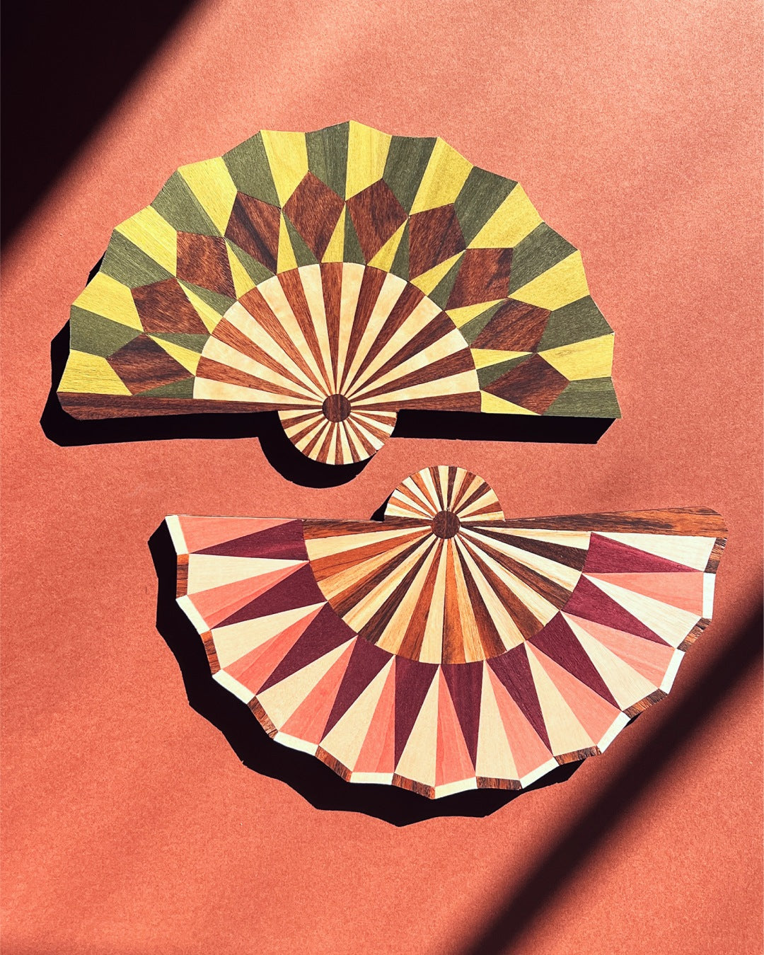 Marquetry wall fan by Lou Taylor