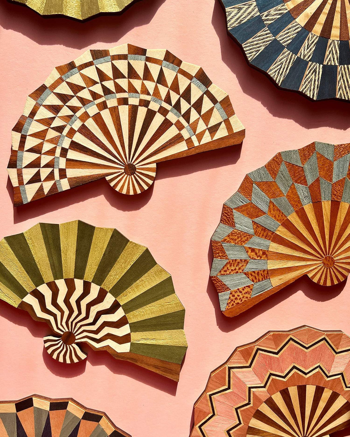 Marquetry wall fan