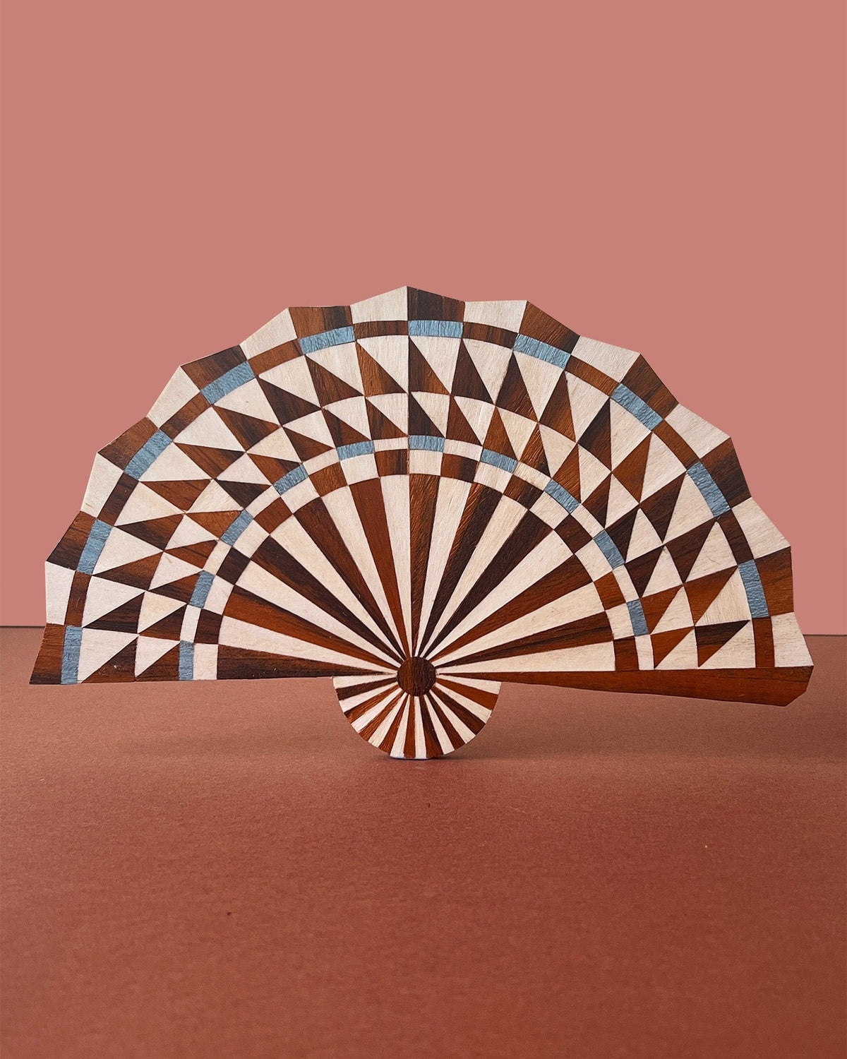 Marquetry wall fan by Lou Taylor