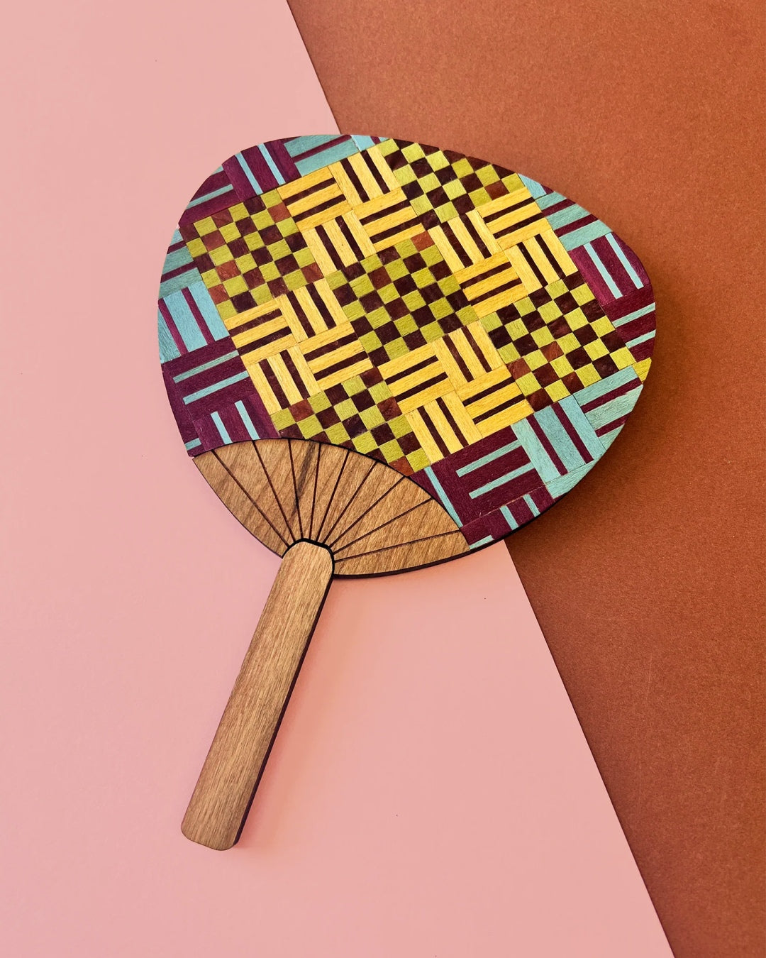 Marquetry palette fan by Lou Taylor