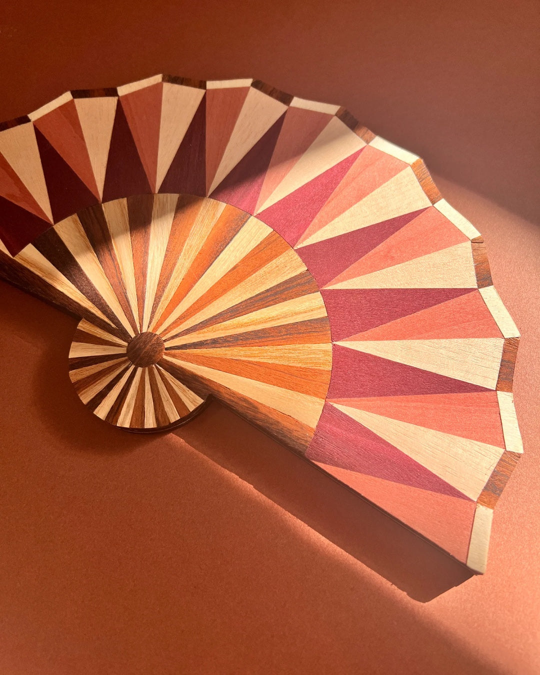Marquetry wall fan by Lou Taylor
