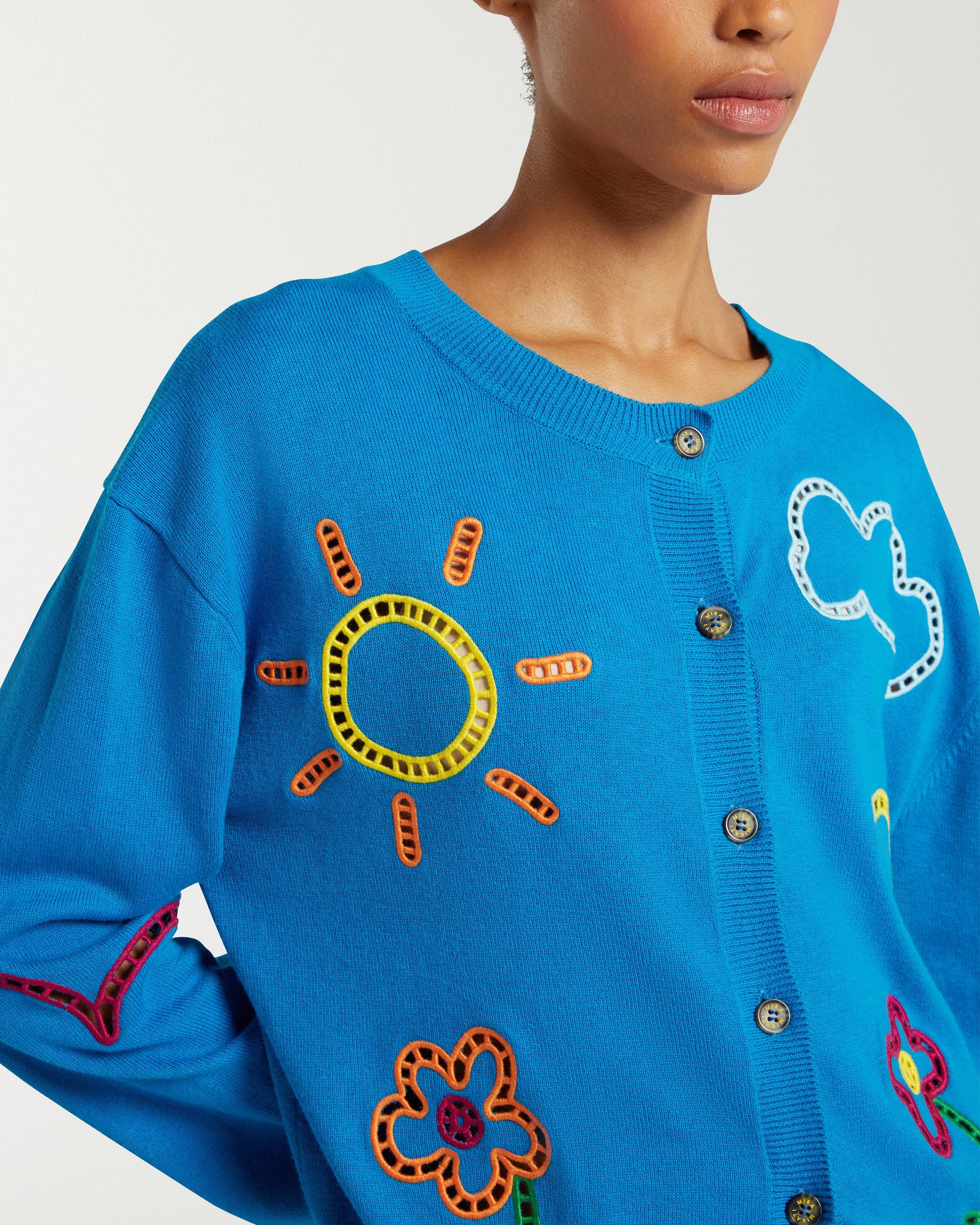Cut-Out Embroidered Cardigan