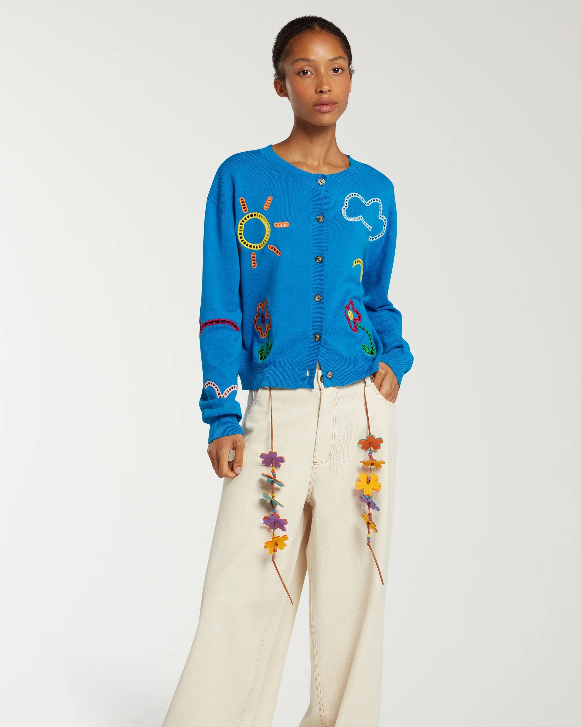 Cut-Out Embroidered Cardigan by Mira Mikati