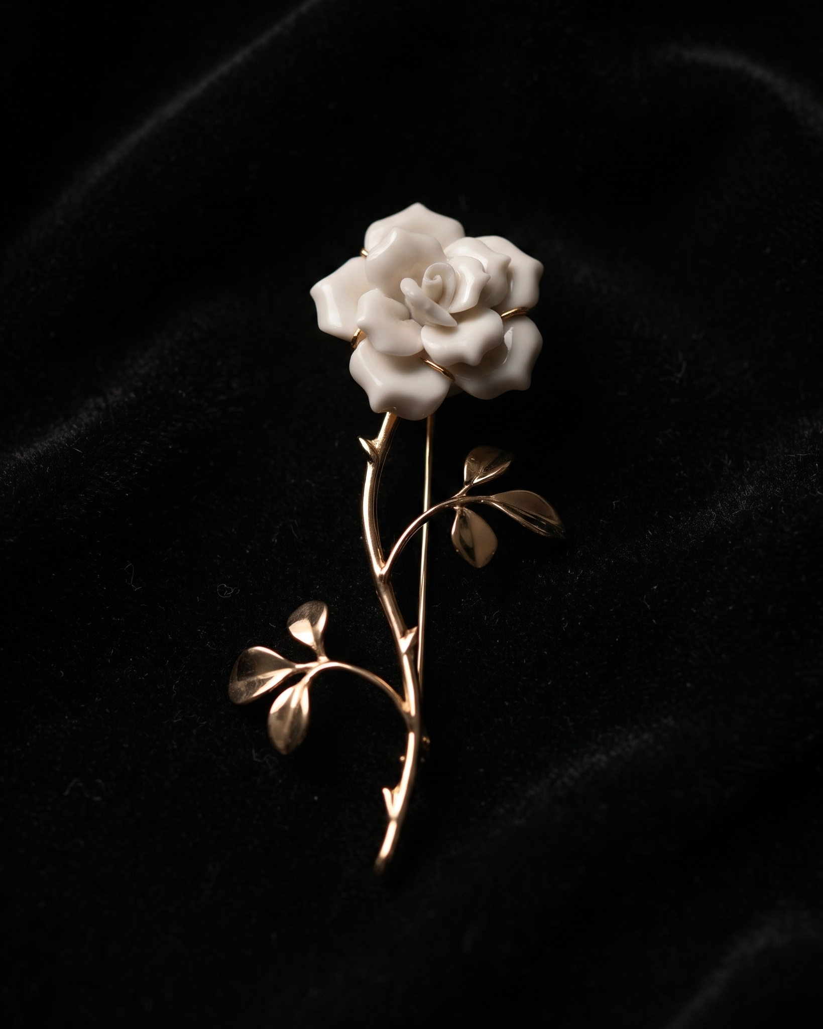 Porcelain Rose Stem Brooch & Earrings by Andres Gallardo - Matter Matters